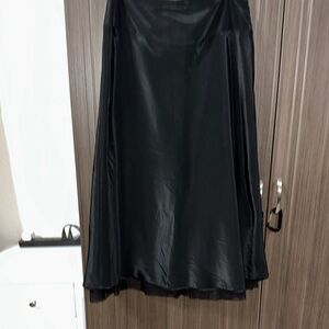 Moschino Black Satin Midi Skirt